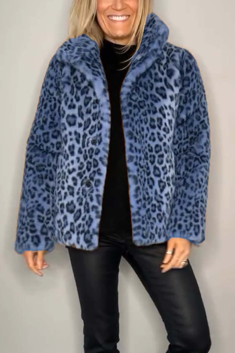 Sage/ Leopard Fuskpäls Kappa