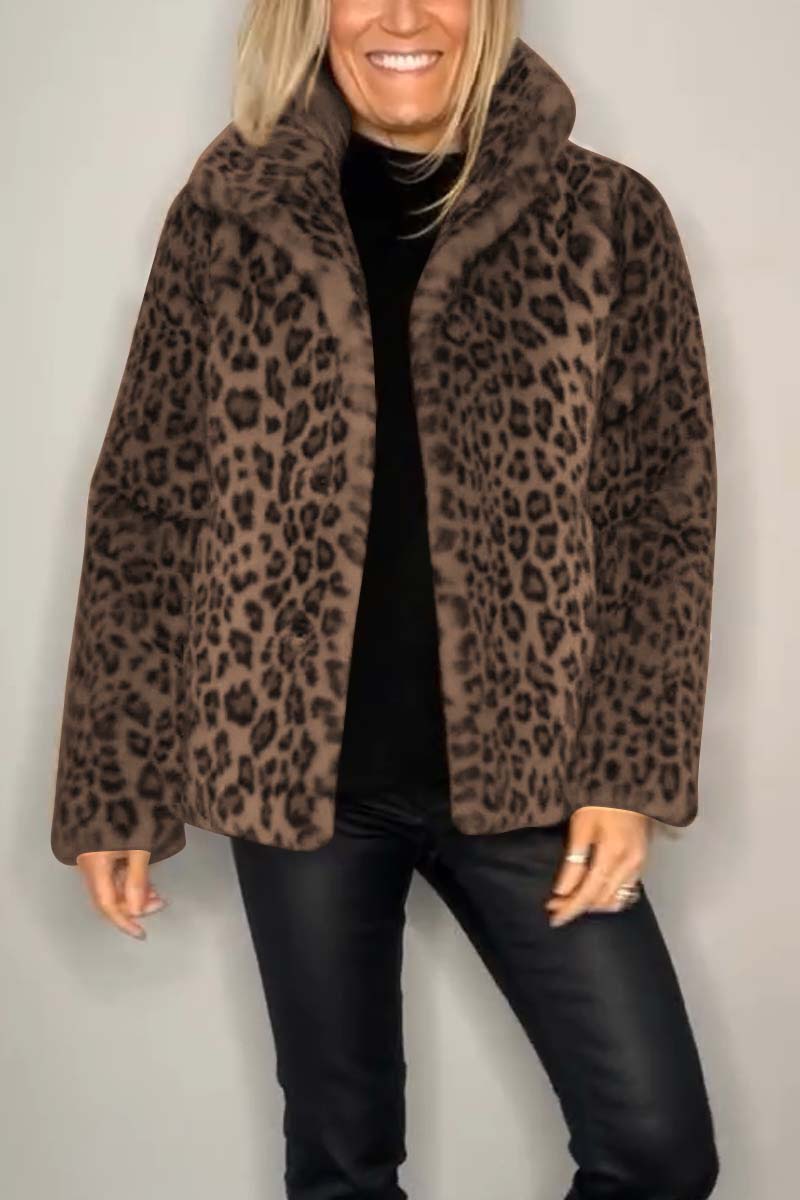 Sage/ Leopard Fuskpäls Kappa