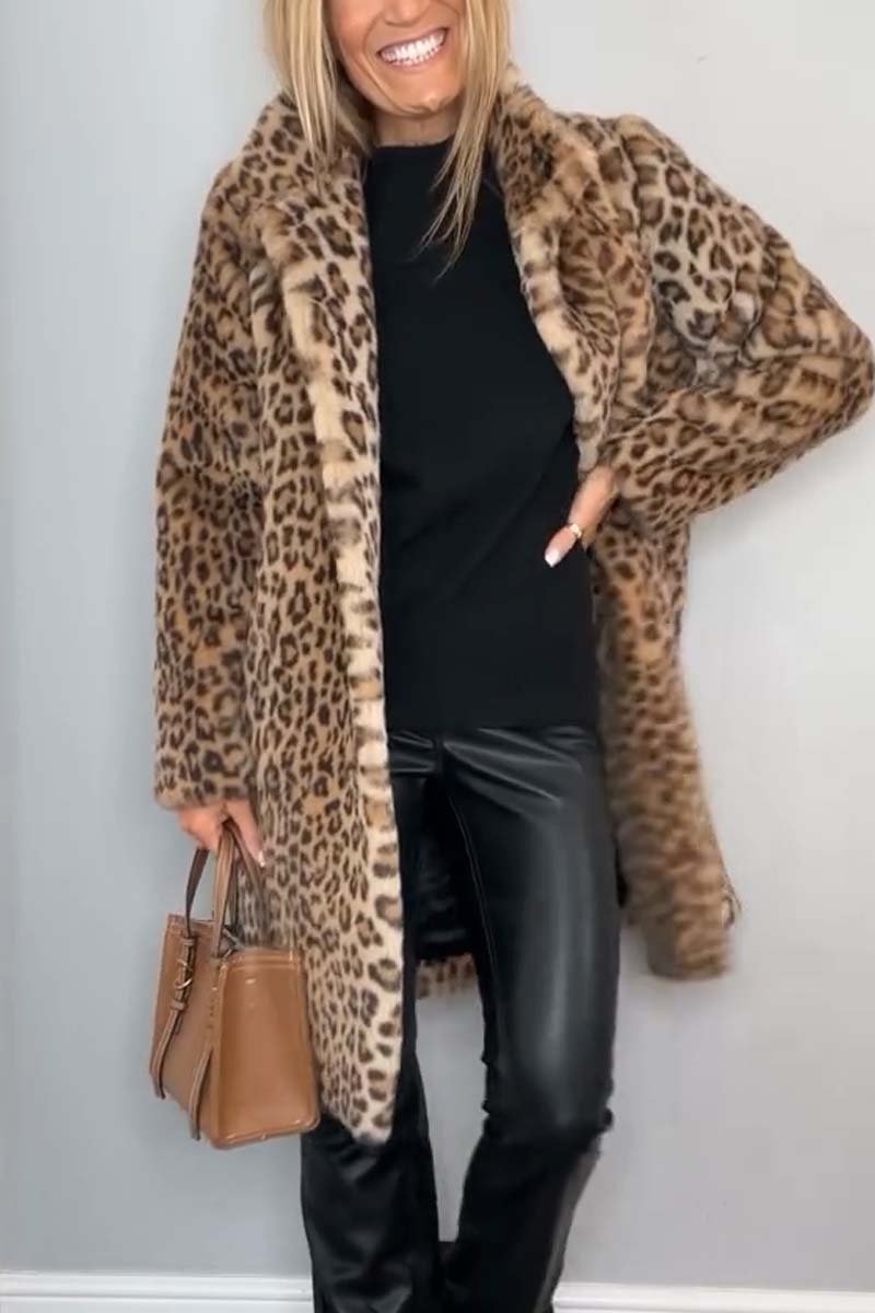 Sage/ Leopard Fuskpäls Kappa